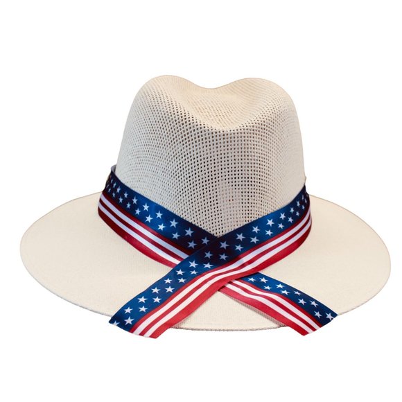 Beige Panama Hat Beristain size Medium Men & Women NEW, 4th of July, USA Flag - Picture 3 of 6